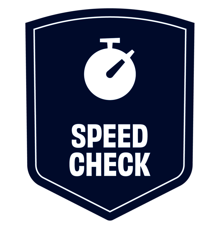 Dunkelblaues Speed Check Logo